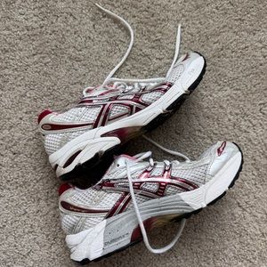 Red and silver ASICS